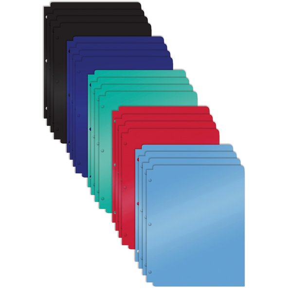 Better Office Products 2 Pocket Plastic Folder Portfolio, 3 Hole Punched, Letter Size, Assorted Primary Colors, 20PK 86721